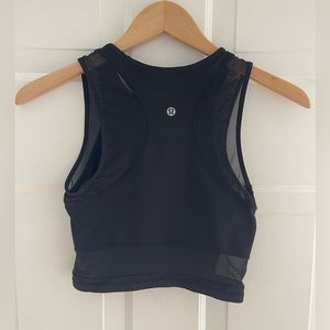 Lululemon Size 4 Black Cropped High Neck Mesh Racerback Tank Top